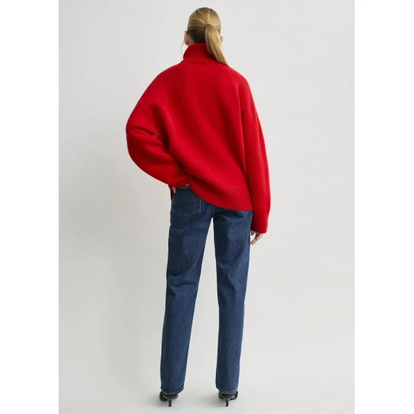Totême Double-Knit Turtleneck Poppy - Knitwear - Scandinavian Minimalist Luxury at Coveti
