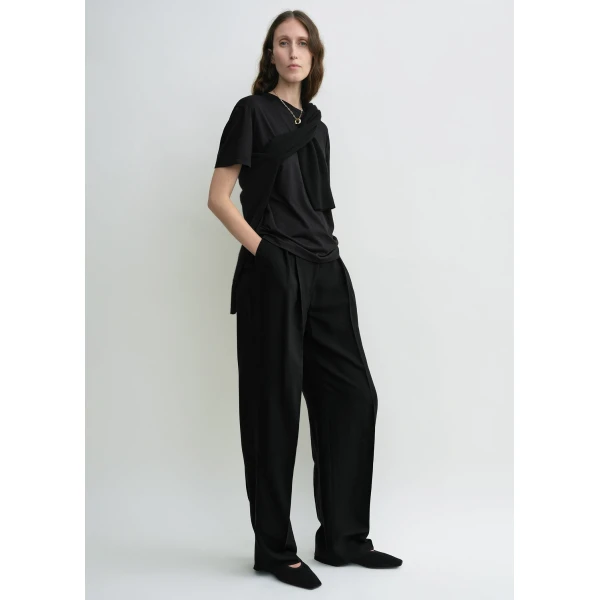 Totême Double-Pleat Fluid Trousers Black - Pants - Scandinavian Minimalist Luxury at Coveti