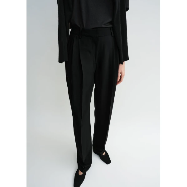 Totême Double-Pleat Fluid Trousers Black - Pants - Scandinavian Minimalist Luxury at Coveti