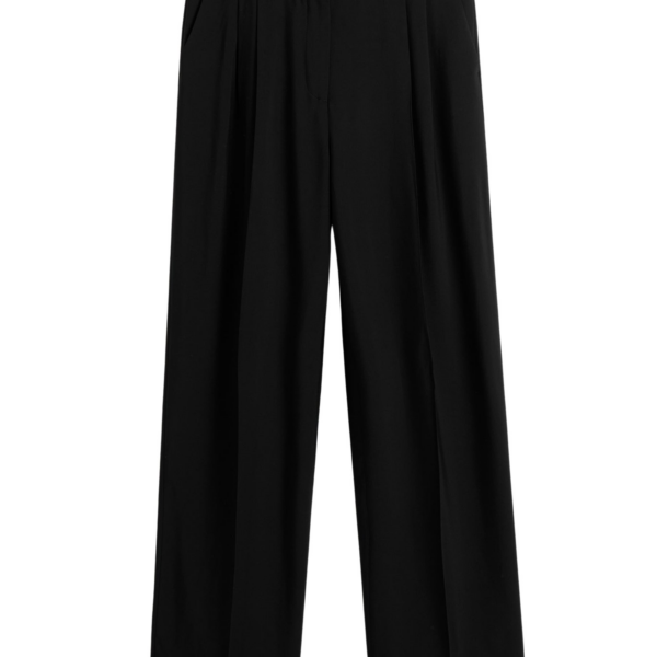 Totême Double-Pleat Fluid Trousers Black - Pants - Scandinavian Minimalist Luxury at Coveti
