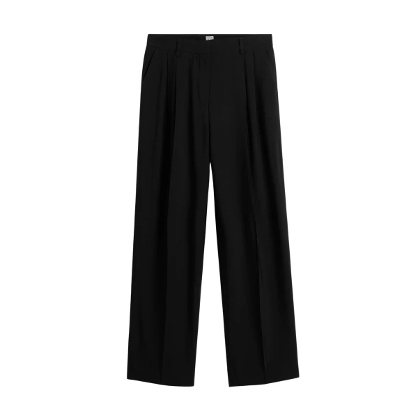 Totême Double-Pleat Fluid Trousers Black - Pants - Scandinavian Minimalist Luxury at Coveti