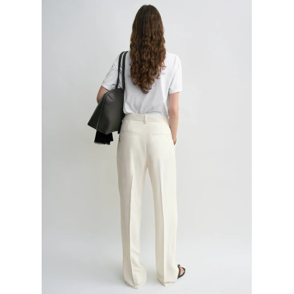 Totême Double-Pleat Fluid Trousers Ecru - Pants - Scandinavian Minimalist Luxury at Coveti