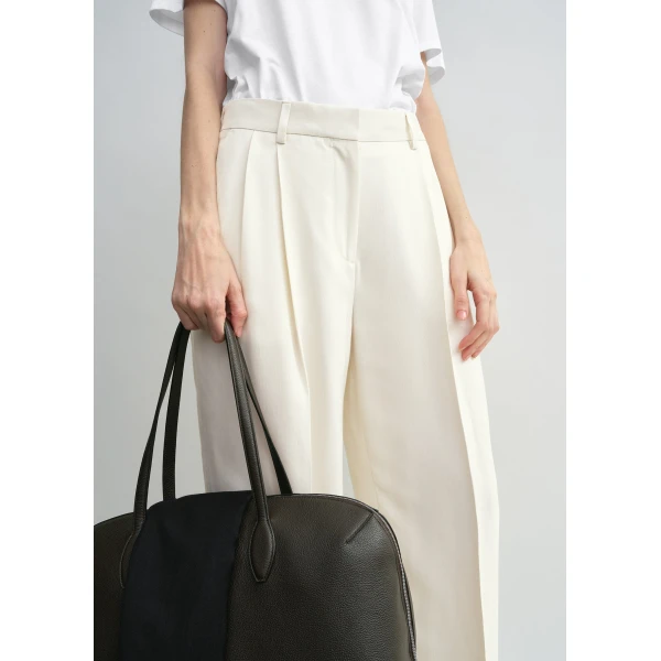 Totême Double-Pleat Fluid Trousers Ecru - Pants - Scandinavian Minimalist Luxury at Coveti