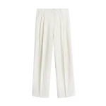Totême Double-Pleat Fluid Trousers Ecru - Pants - Scandinavian Minimalist Luxury at Coveti