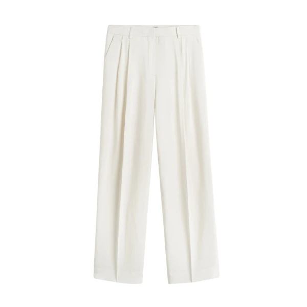 Totême Double-Pleat Fluid Trousers Ecru - Pants - Scandinavian Minimalist Luxury at Coveti