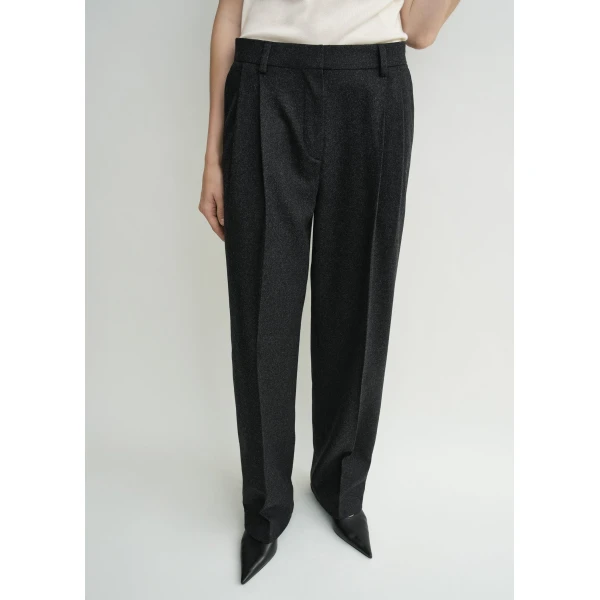 Totême Double-Pleat Winter Trousers Charcoal - Pants - Scandinavian Minimalist Luxury at Coveti