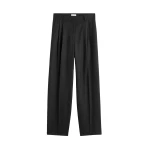 Totême Double-Pleat Winter Trousers Charcoal - Pants - Scandinavian Minimalist Luxury at Coveti