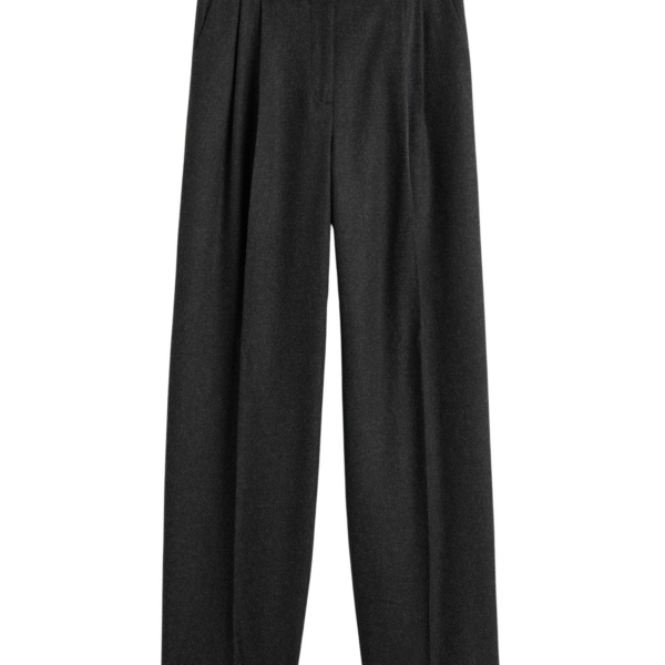 Totême Double-Pleat Winter Trousers Charcoal - Pants - Scandinavian Minimalist Luxury at Coveti