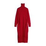 Totême Double-Sleeve Turtleneck Dress Poppy - Dresses - Scandinavian Minimalist Luxury at Coveti