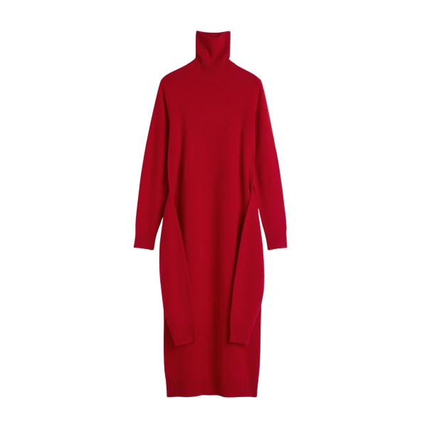 Totême Double-Sleeve Turtleneck Dress Poppy - Dresses - Scandinavian Minimalist Luxury at Coveti