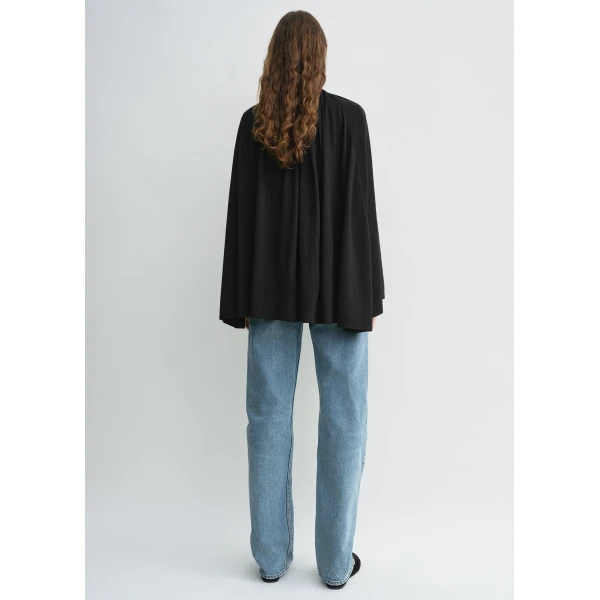 Totême Drawstring Cape Black - Knitwear - Scandinavian Minimalist Luxury at Coveti