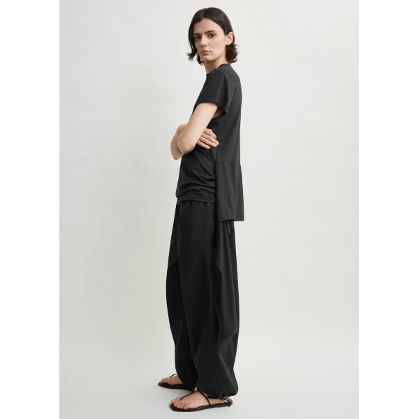 Totême Drawstring Cotton Trousers Black - Pants - Scandinavian Minimalist Luxury at Coveti
