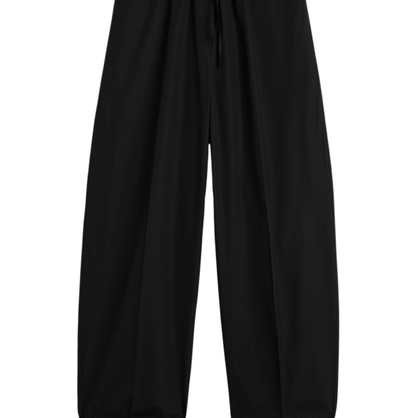 Totême Drawstring Cotton Trousers Black - Pants - Scandinavian Minimalist Luxury at Coveti