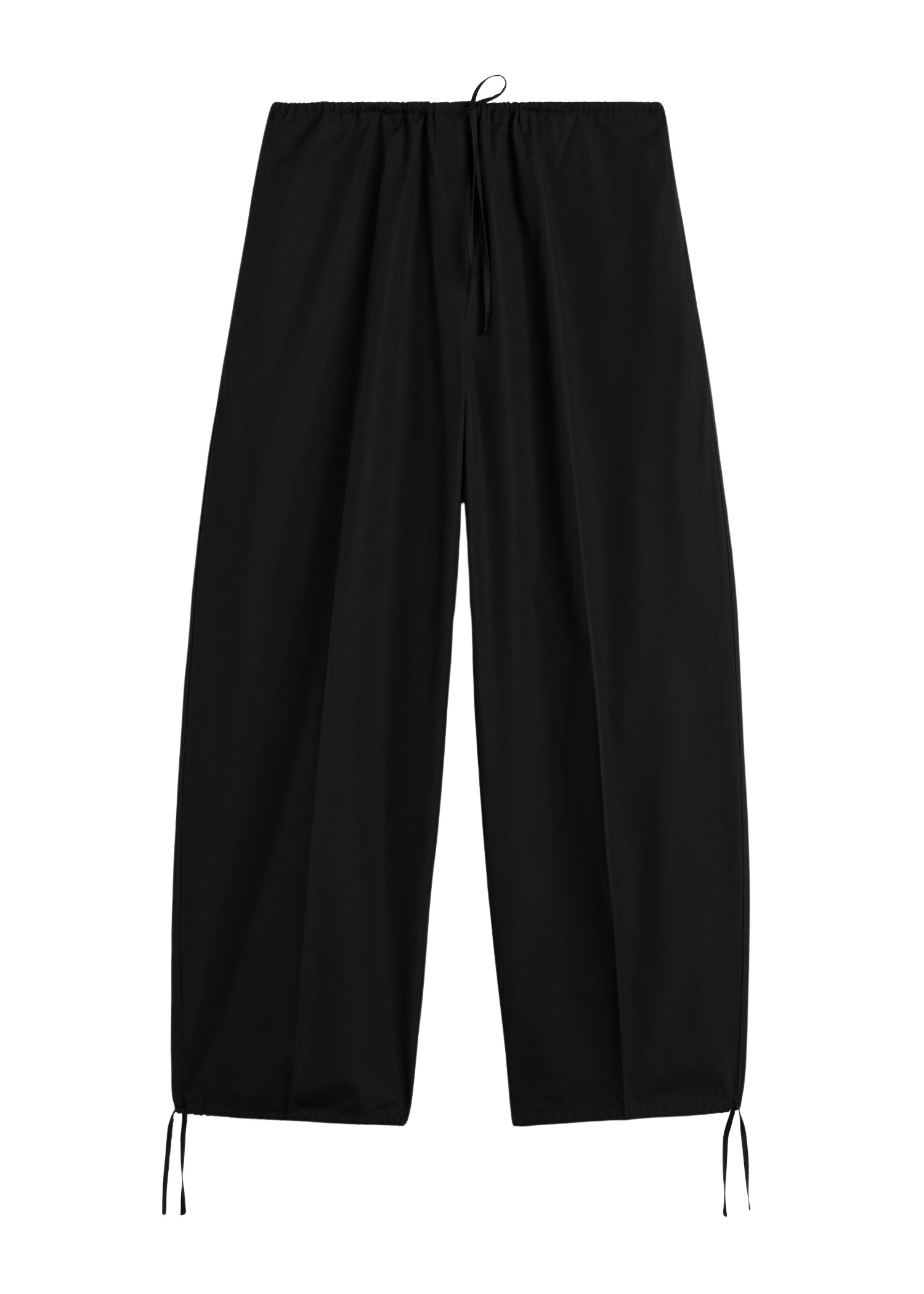 Toteme-Drawstring-Cotton-Trousers-Black25207_nobg Totême Drawstring Cotton Trousers Black - Pants - Scandinavian Minimalist Luxury at Coveti
