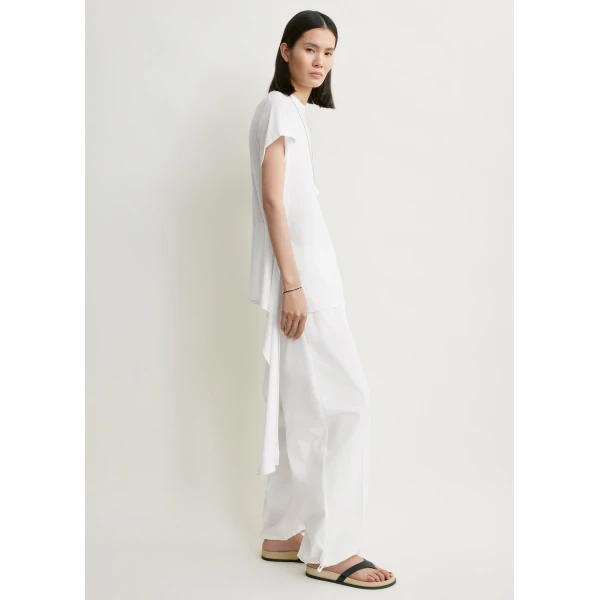 Totême Drawstring Cotton Trousers White - Pants - Scandinavian Minimalist Luxury at Coveti
