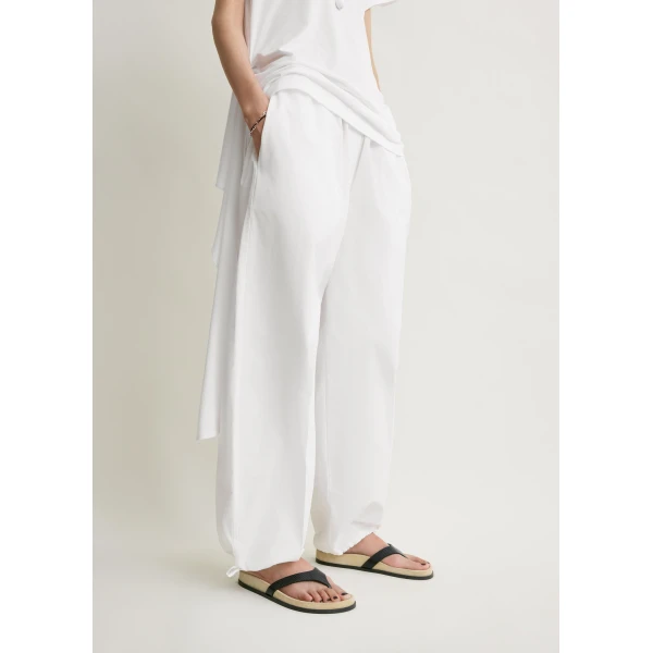 Totême Drawstring Cotton Trousers White - Pants - Scandinavian Minimalist Luxury at Coveti