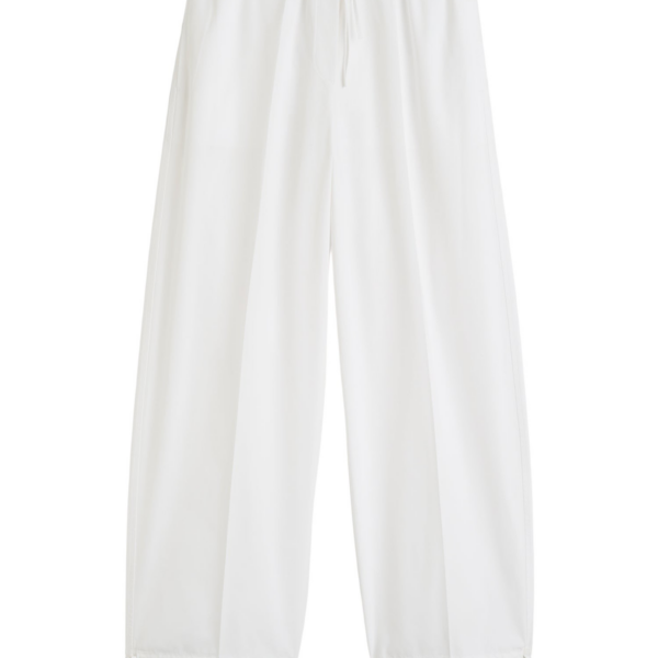 Totême Drawstring Cotton Trousers White - Pants - Scandinavian Minimalist Luxury at Coveti