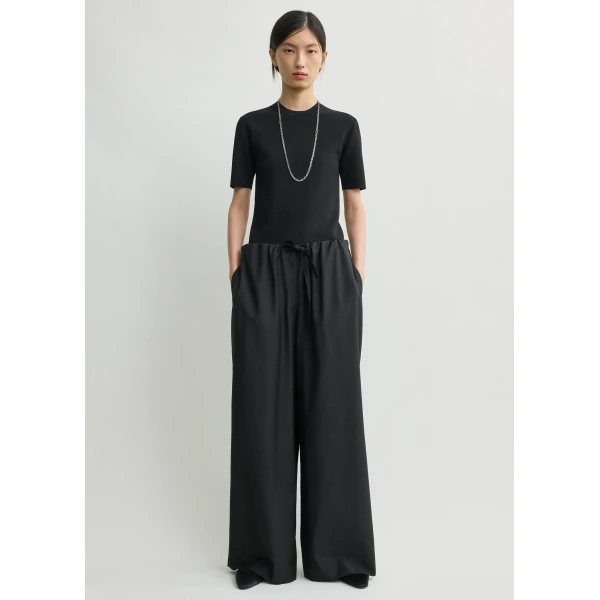 Totême Drawstring Dinner Trousers Black - Pants - Scandinavian Minimalist Luxury at Coveti