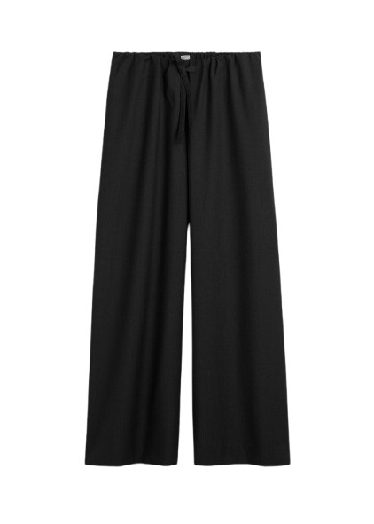 Totême Drawstring Dinner Trousers Charcoal Melange - Pants - Scandinavian Minimalist Luxury at Coveti