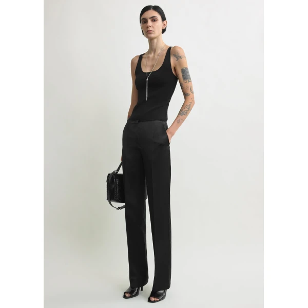Totême Easy Raw Edge Trousers Black - Pants - Scandinavian Minimalist Luxury at Coveti