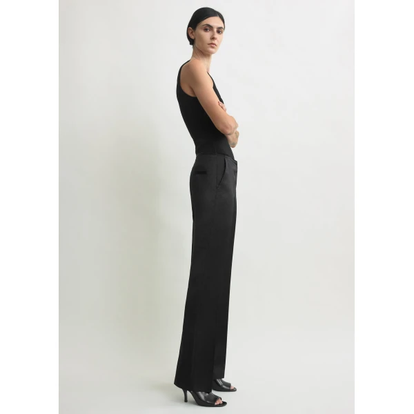 Totême Easy Raw Edge Trousers Black - Pants - Scandinavian Minimalist Luxury at Coveti