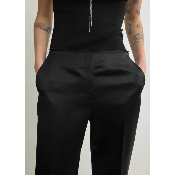 Totême Easy Raw Edge Trousers Black - Pants - Scandinavian Minimalist Luxury at Coveti