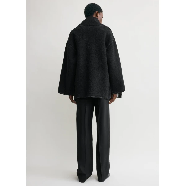 Totême Embroidered Scarf Jacket Black - Jackets - Scandinavian Minimalist Luxury at Coveti