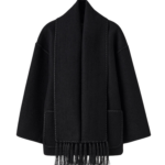 Totême Embroidered Scarf Jacket Black - Jackets - Scandinavian Minimalist Luxury at Coveti