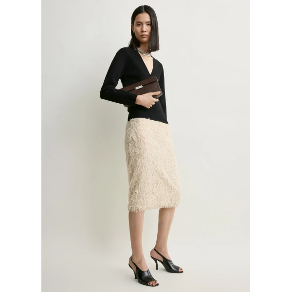Totême Feathered-Jersey Skirt Eggshell - Skirts - Scandinavian Minimalist Luxury at Coveti