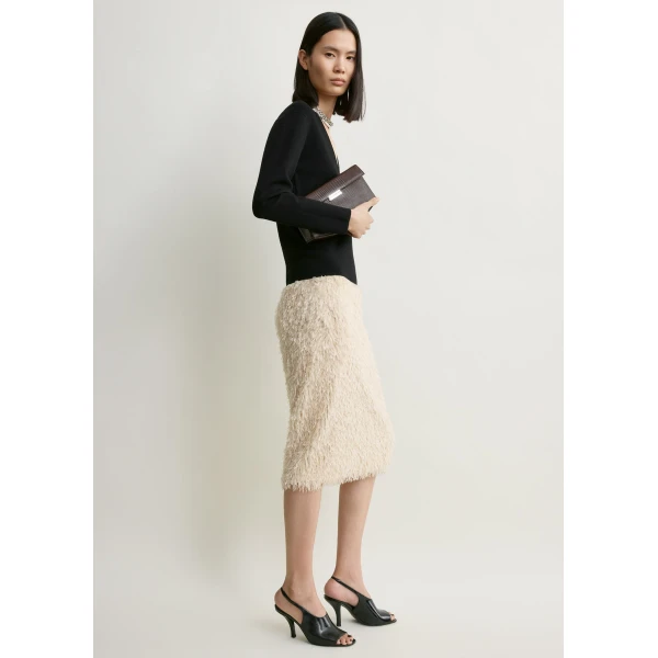 Totême Feathered-Jersey Skirt Eggshell - Skirts - Scandinavian Minimalist Luxury at Coveti