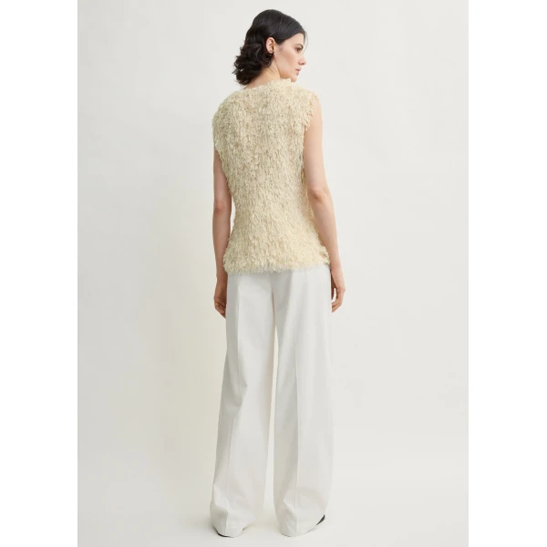 Totême Feathered-Jersey Top Eggshell - Tops - Scandinavian Minimalist Luxury at Coveti
