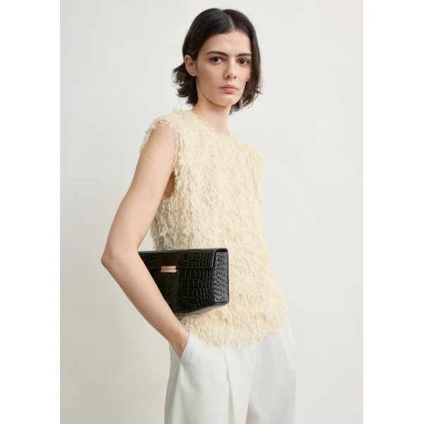 Totême Feathered-Jersey Top Eggshell - Tops - Scandinavian Minimalist Luxury at Coveti