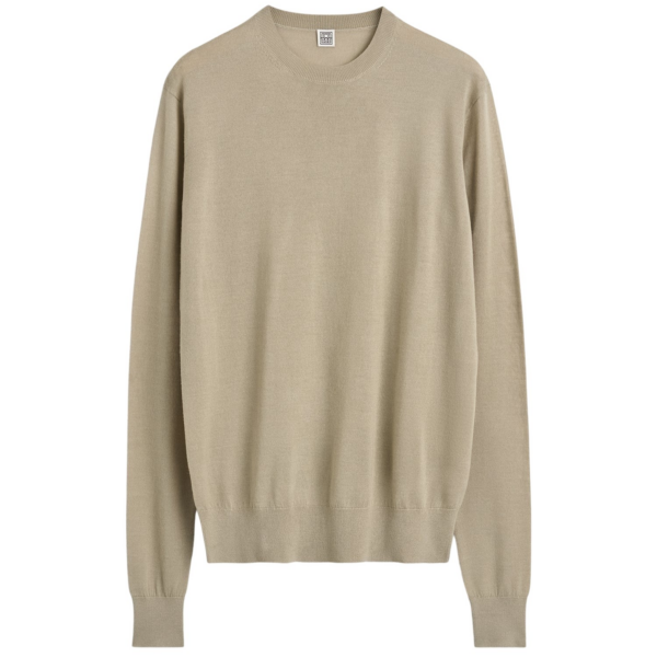 Totême Fine Crew Knit Fawn - Knitwear - Scandinavian Minimalist Luxury at Coveti