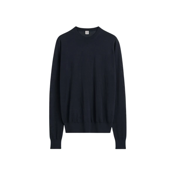 Totême Fine Crew Knit Midnight - Knitwear - Scandinavian Minimalist Luxury at Coveti