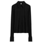 Totême Fitted Jersey Shirt Black - Tops - Scandinavian Minimalist Luxury at Coveti