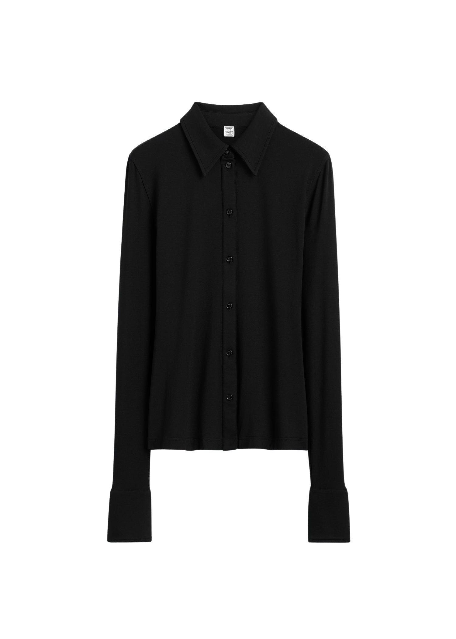 Toteme-Fitted-Jersey-Shirt-Black64827_nobg Totême Fitted Jersey Shirt Black - Tops - Scandinavian Minimalist Luxury at Coveti