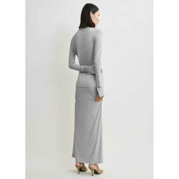 Totême Fitted Jersey Shirt Pale Grey Mélange - Tops - Scandinavian Minimalist Luxury at Coveti