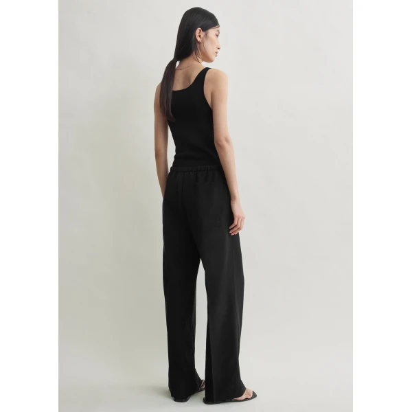 Totême Fluid Drawstring Trousers Black - Pants - Scandinavian Minimalist Luxury at Coveti