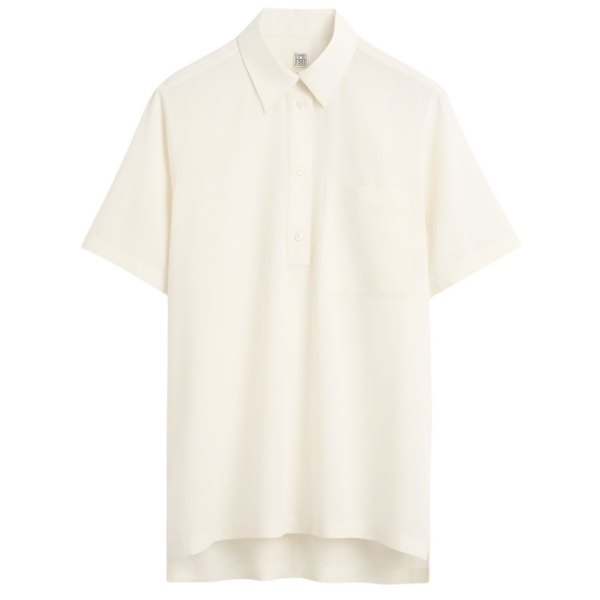 Totême Fluid Polo Shirt Ecru - Tops - Scandinavian Minimalist Luxury at Coveti