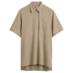 Totême Fluid Polo Shirt Overcast Beige - Tops - Scandinavian Minimalist Luxury at Coveti