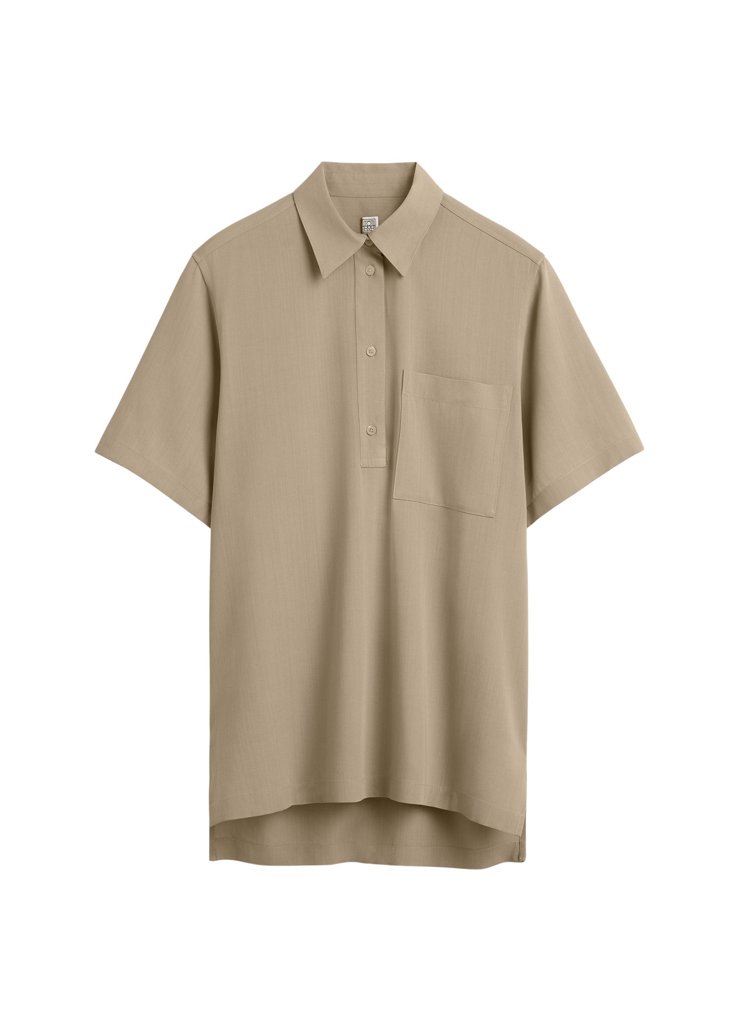Toteme-Fluid-Polo-Shirt-Overcast-Beige75902_nobg Totême Fluid Polo Shirt Overcast Beige - Tops - Scandinavian Minimalist Luxury at Coveti