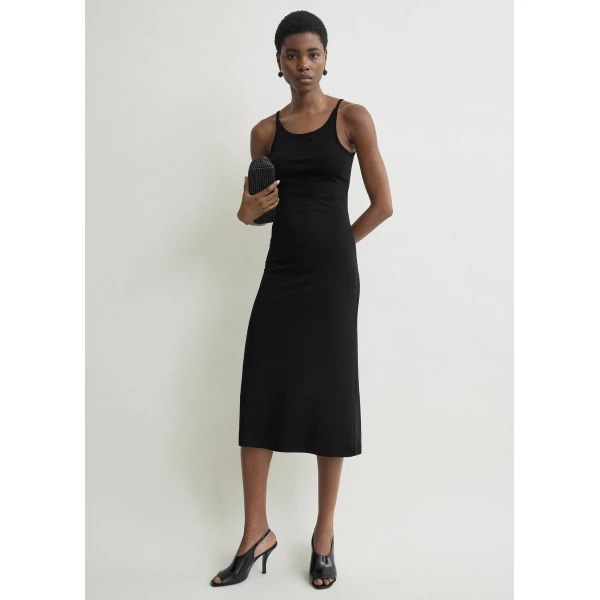 Totême Fluid Slip Dress Black - Dresses - Scandinavian Minimalist Luxury at Coveti