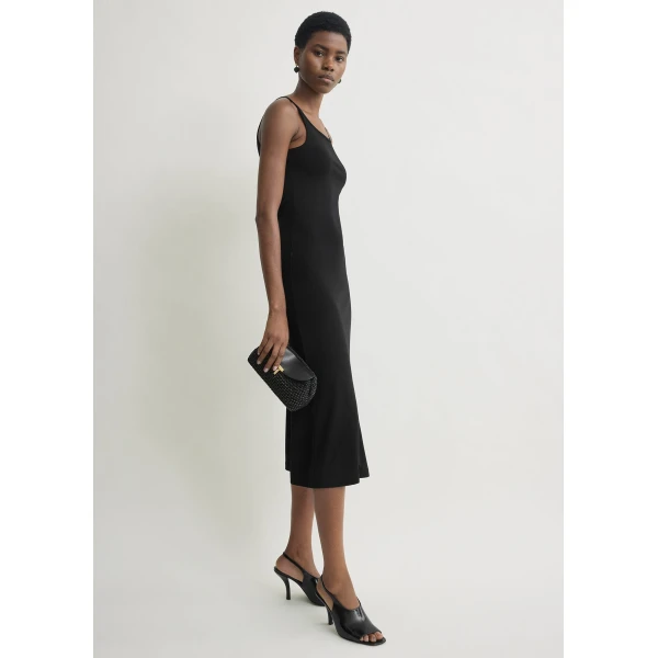Totême Fluid Slip Dress Black - Dresses - Scandinavian Minimalist Luxury at Coveti