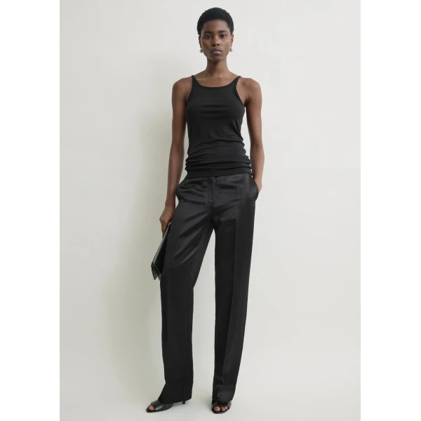Totême Fluid Slip Top Black - Tops - Scandinavian Minimalist Luxury at Coveti