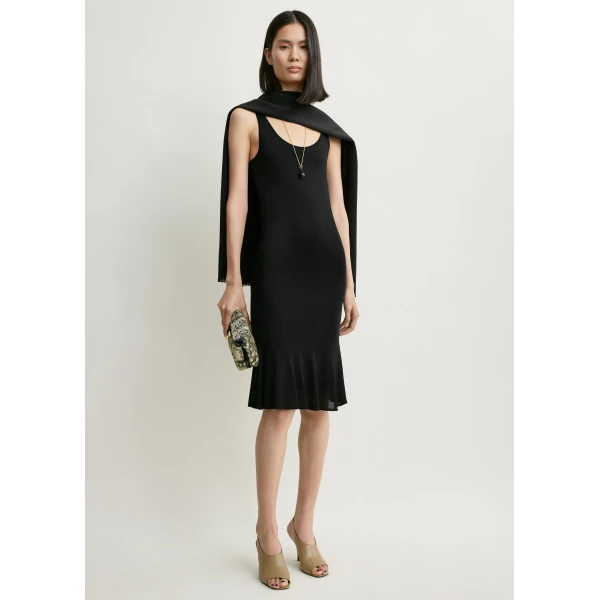 Totême Fluted Hem Dress Black - Dresses - Scandinavian Minimalist Luxury at Coveti