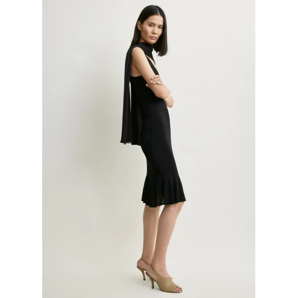 Totême Fluted Hem Dress Black - Dresses - Scandinavian Minimalist Luxury at Coveti
