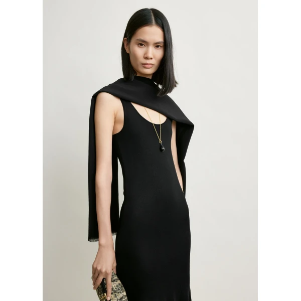 Totême Fluted Hem Dress Black - Dresses - Scandinavian Minimalist Luxury at Coveti