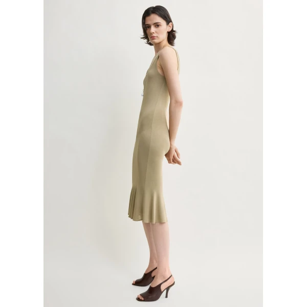 Totême Fluted Hem Dress Desert - Dresses - Scandinavian Minimalist Luxury at Coveti