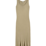 Totême Fluted Hem Dress Desert - Dresses - Scandinavian Minimalist Luxury at Coveti