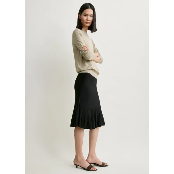 Totême Fluted Knit Skirt Black - Skirts - Scandinavian Minimalist Luxury at Coveti